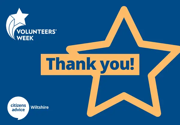 Volunteers' week 2025 thank you from Citizens Advice Wiltshire