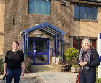 Trinity House with Babs Harris and Suzanne Wigmore standing in front